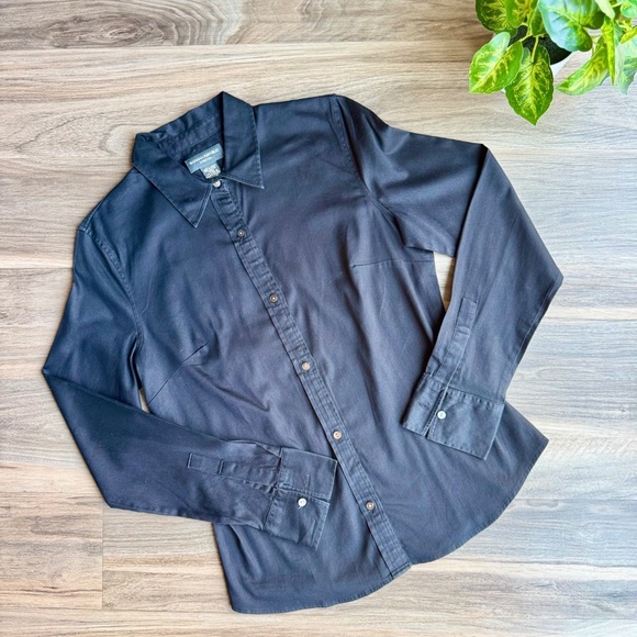 Banana Republic Black Stretch Long Sleeve Tailored Fit Button-Up Shirt – Size M - Picture 2 of 10